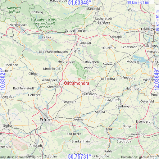 Ostramondra on map