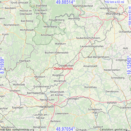 Osterburken on map