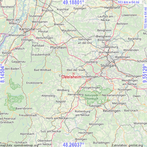 Ostelsheim on map