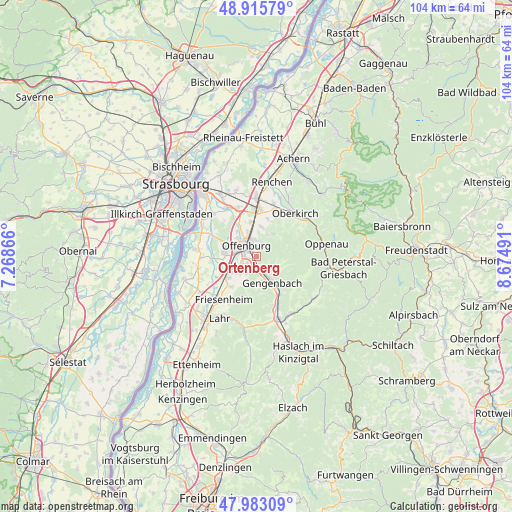 Ortenberg on map