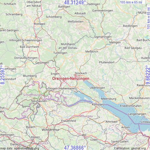 Orsingen-Nenzingen on map