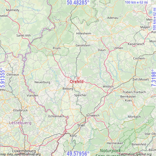 Orsfeld on map