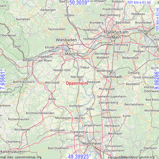Oppenheim on map