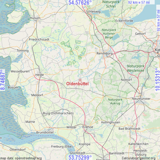 Oldenbüttel on map