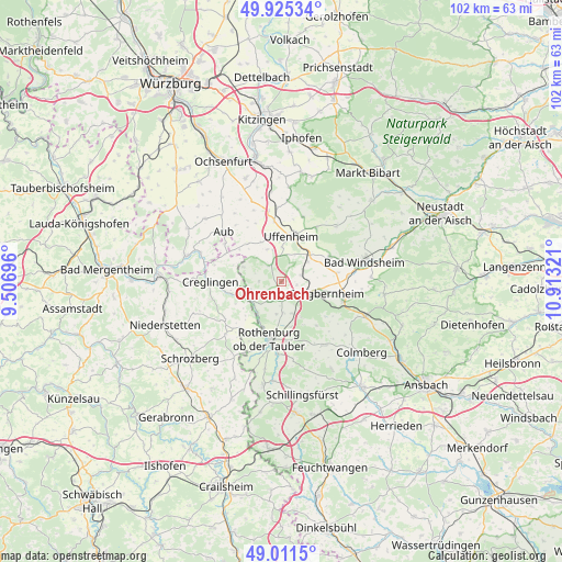 Ohrenbach on map
