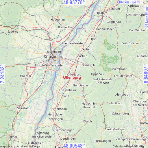 Offenburg on map