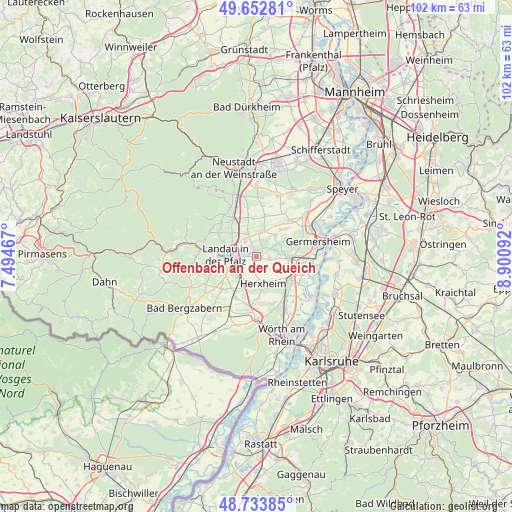 Offenbach an der Queich on map