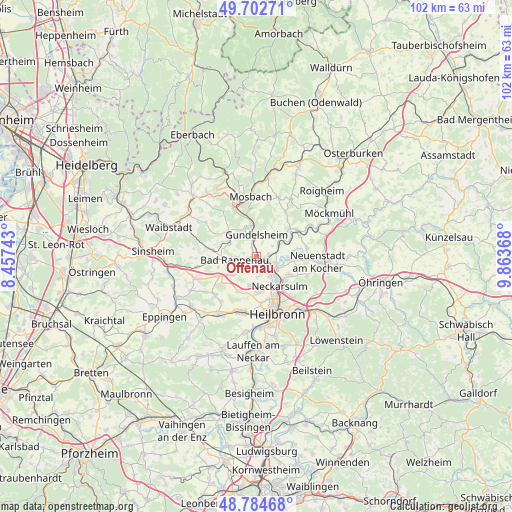 Offenau on map