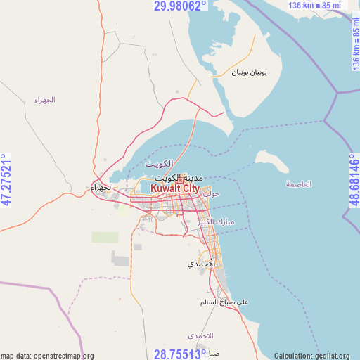Kuwait City on map