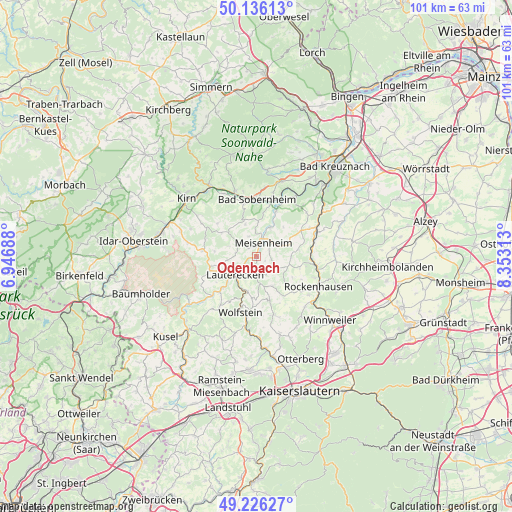 Odenbach on map