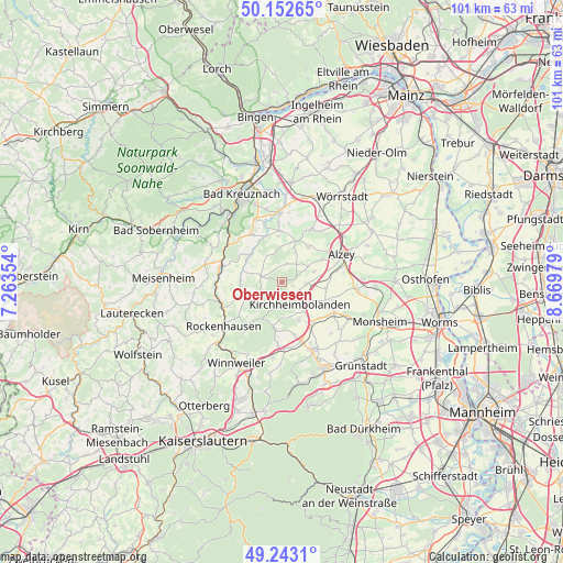 Oberwiesen on map