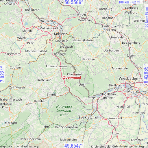 Oberwesel on map