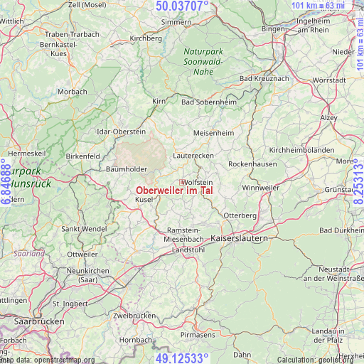 Oberweiler im Tal on map