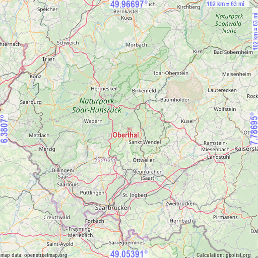 Oberthal on map