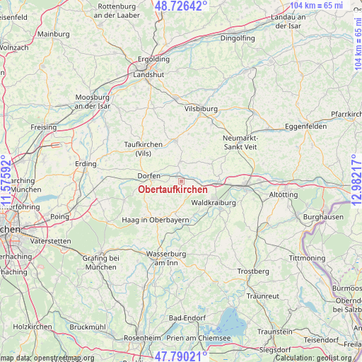 Obertaufkirchen on map
