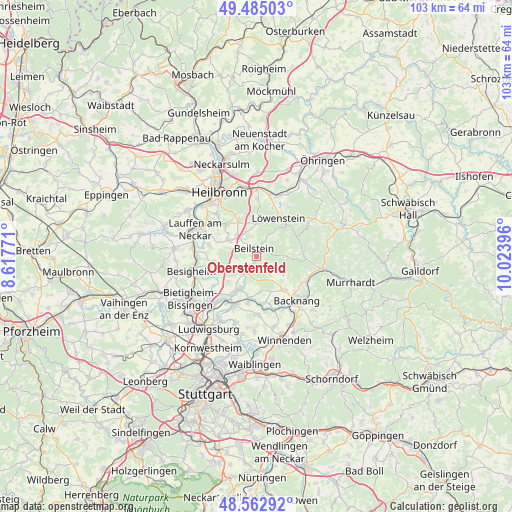 Oberstenfeld on map