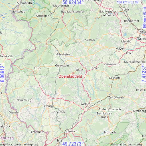 Oberstadtfeld on map