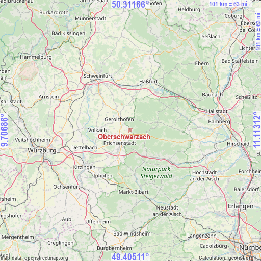 Oberschwarzach on map