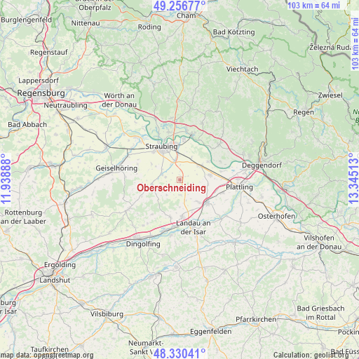 Oberschneiding on map