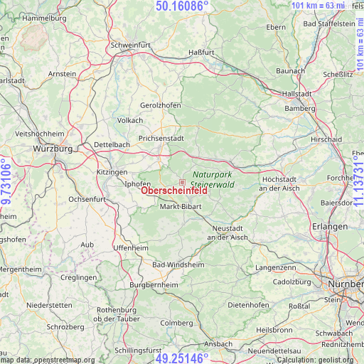 Oberscheinfeld on map