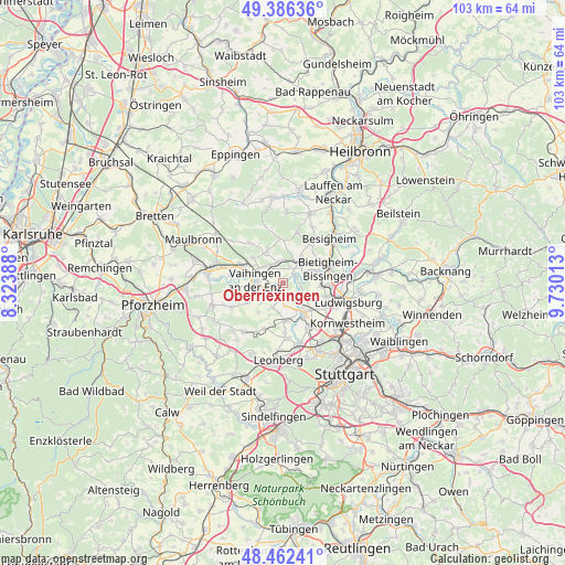Oberriexingen on map