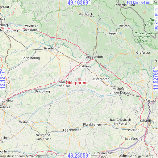 Oberpöring on map