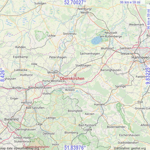 Obernkirchen on map