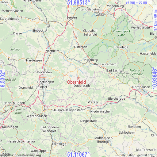 Obernfeld on map
