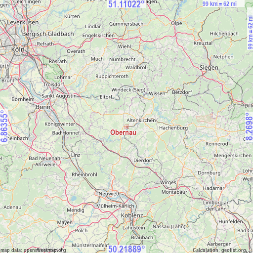 Obernau on map