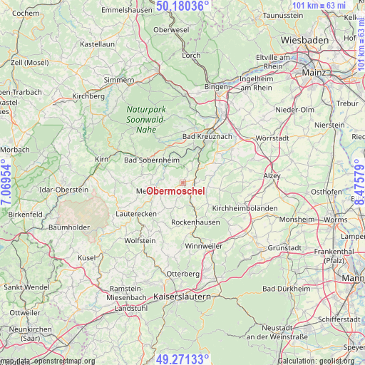 Obermoschel on map
