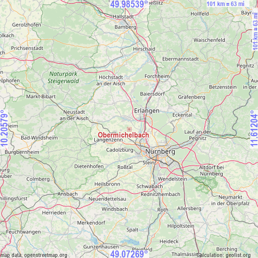 Obermichelbach on map
