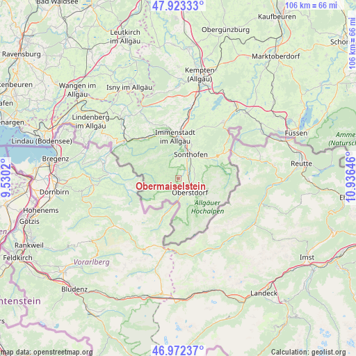 Obermaiselstein on map