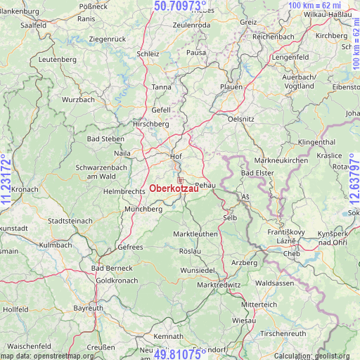 Oberkotzau on map
