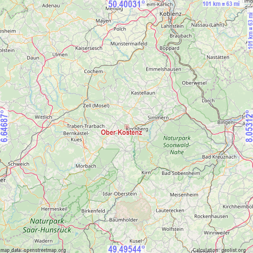 Ober Kostenz on map