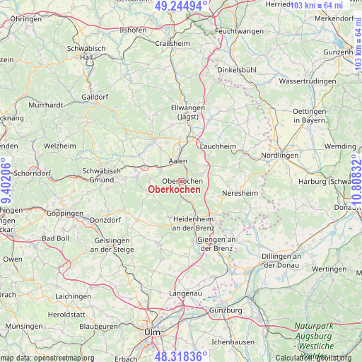 Oberkochen on map