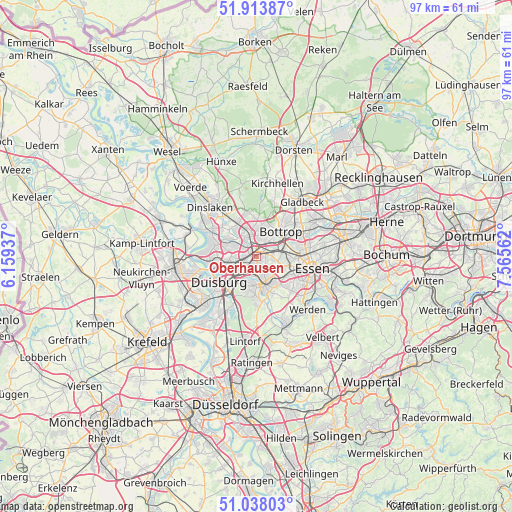 Oberhausen on map