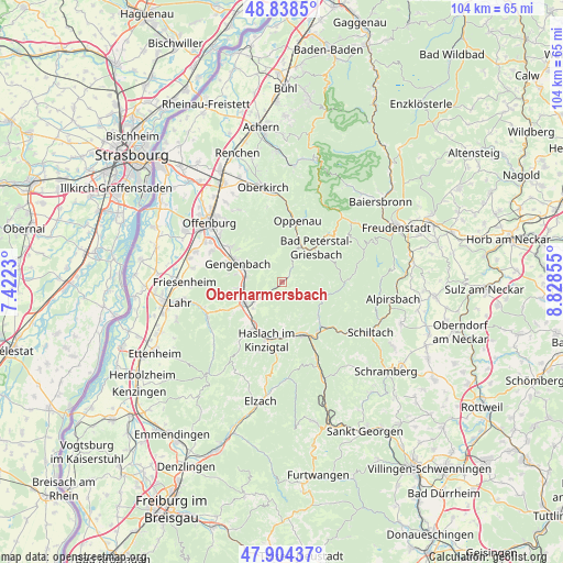 Oberharmersbach on map