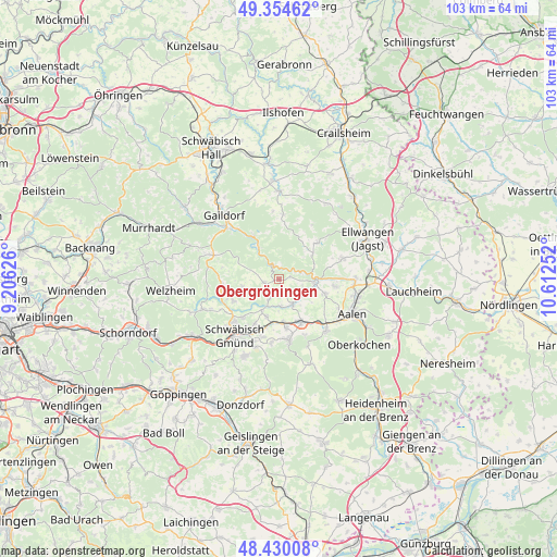 Obergröningen on map