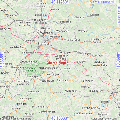 Oberboihingen on map