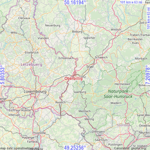 Oberbillig on map