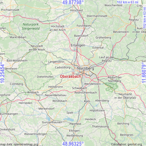 Oberasbach on map