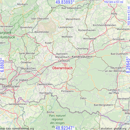 Oberarnbach on map