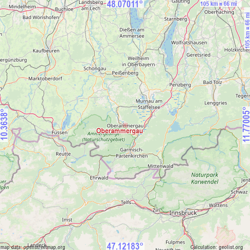 Oberammergau on map
