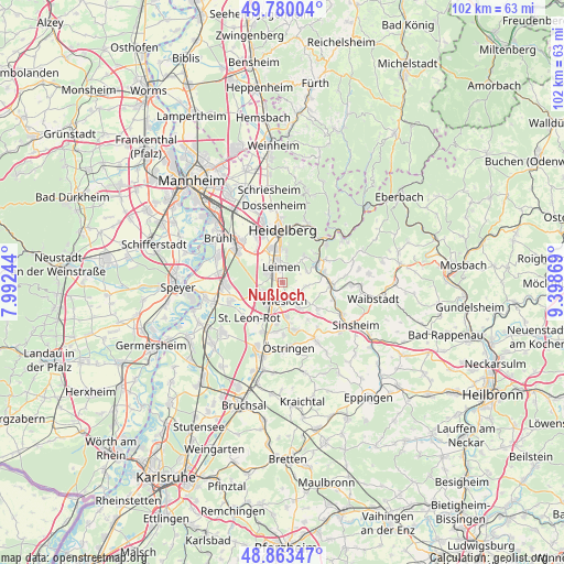 Nußloch on map