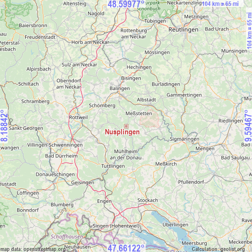 Nusplingen on map