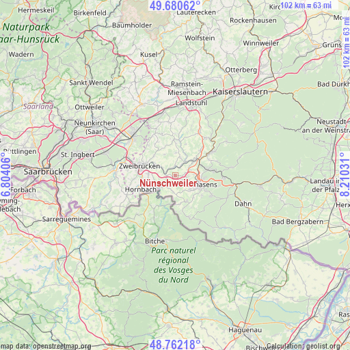 Nünschweiler on map