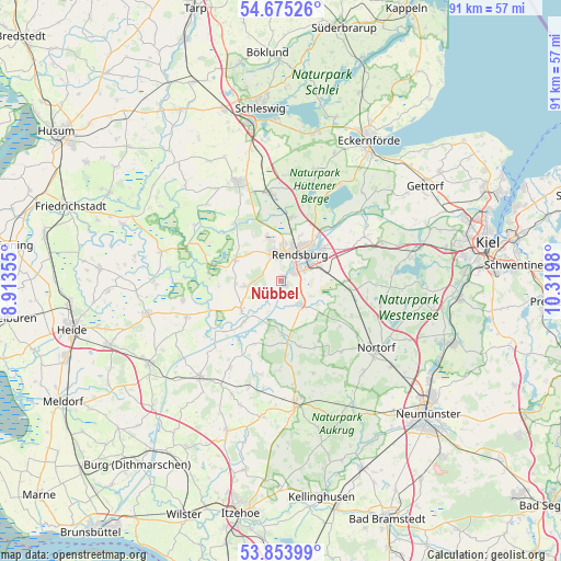 Nübbel on map