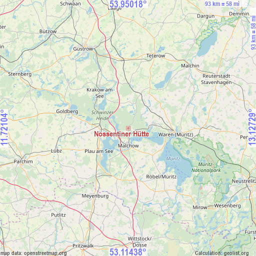 Nossentiner Hütte on map