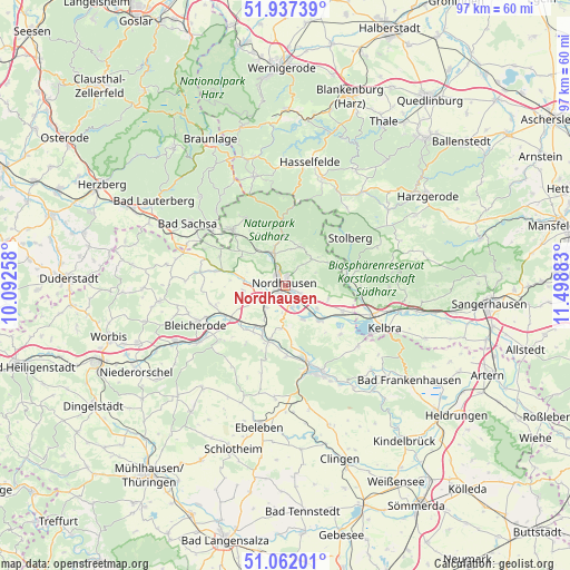 Nordhausen on map