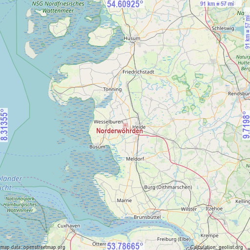 Norderwöhrden on map